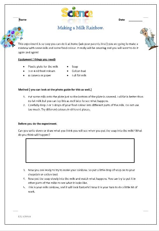 Rainbow Milk Science Lessonmaking English Fun