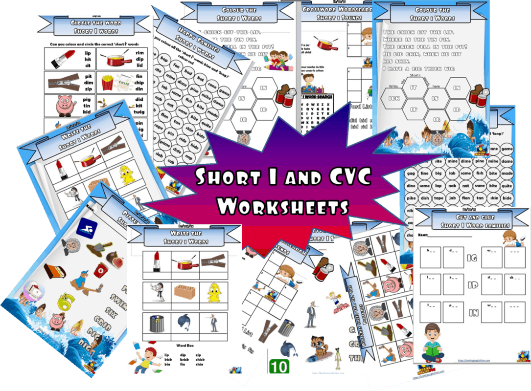 20 + Short Vowel ‘i’ and CVC worksheets / activities.