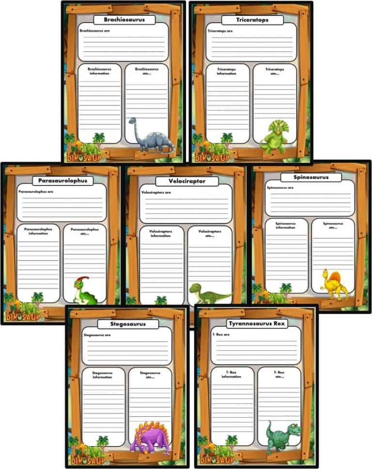Dinosaur Writing cards for ESL and Primary students.