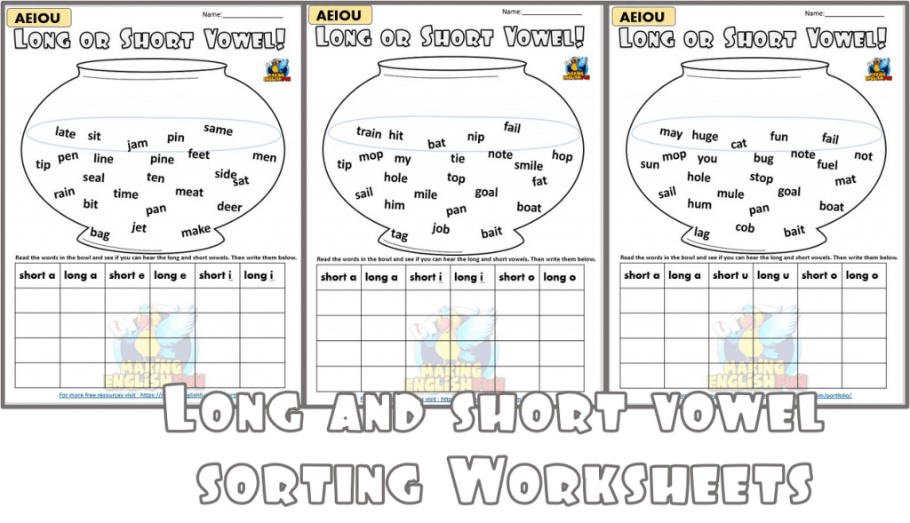 Long vowel sorting worksheet
