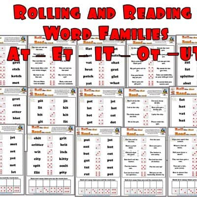 a selection of Roll and read phonics worksheets