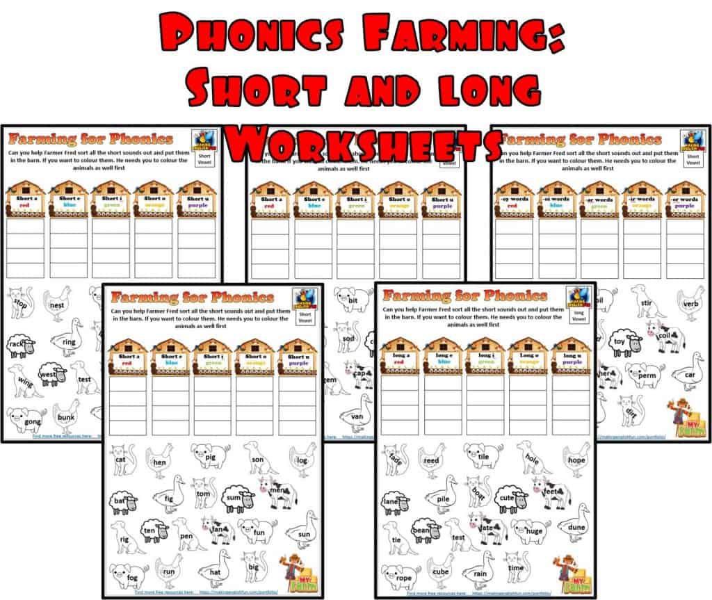 Farming for Vowels Phonics worksheet