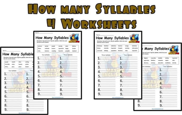 Syllables Worksheets – Multi Level.