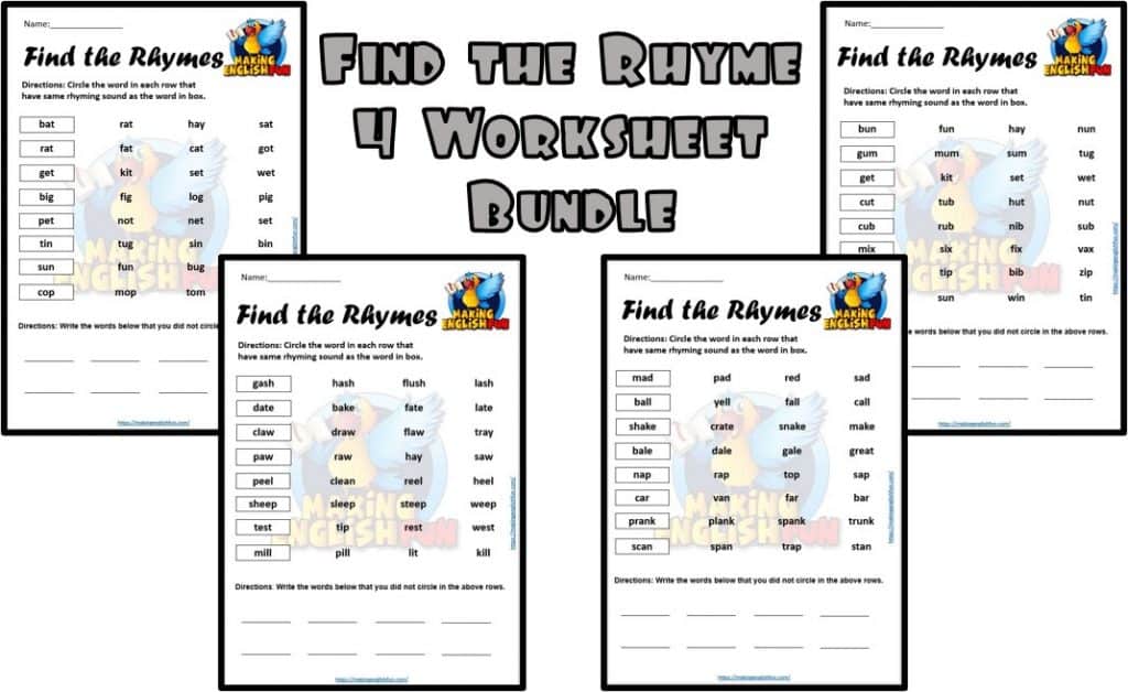 Find the rhyming word workhsheet