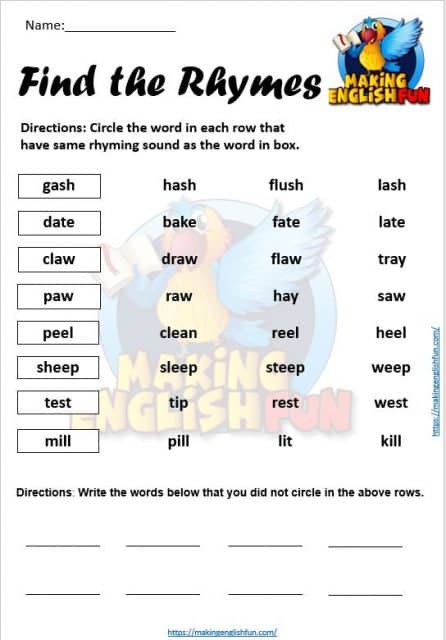 Rhyming Colour worksheets Penguin Pairs – editableMaking English Fun