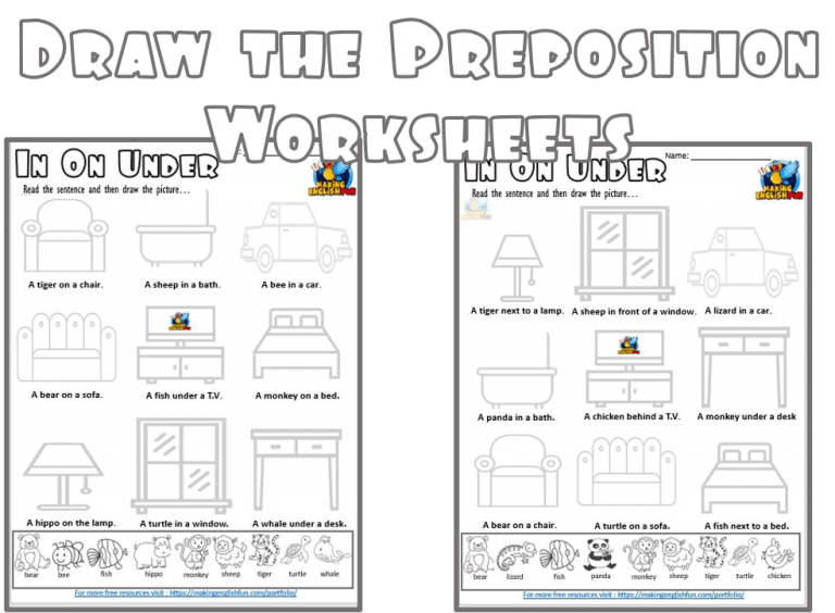 Draw the Preposition Worksheets