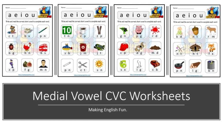 Free Medial Vowel CVC Phonics Worksheets