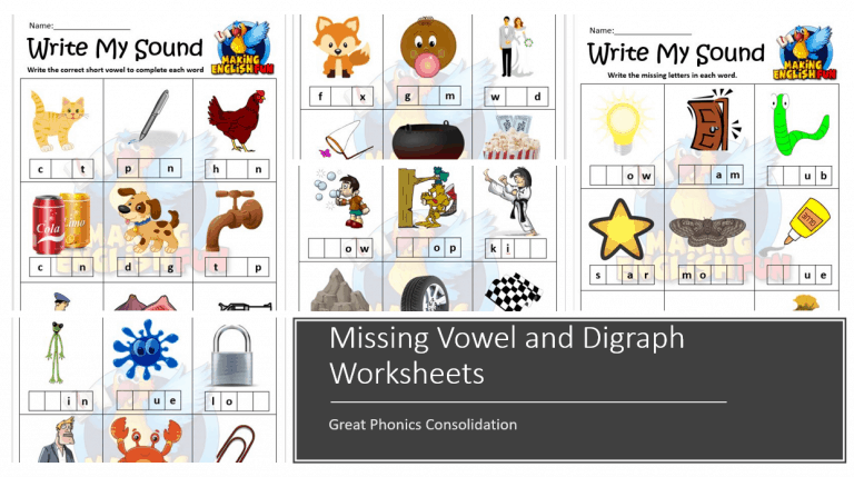 Missing Vowel and Digraph – SOund Worksheets