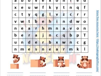 prepositions word search