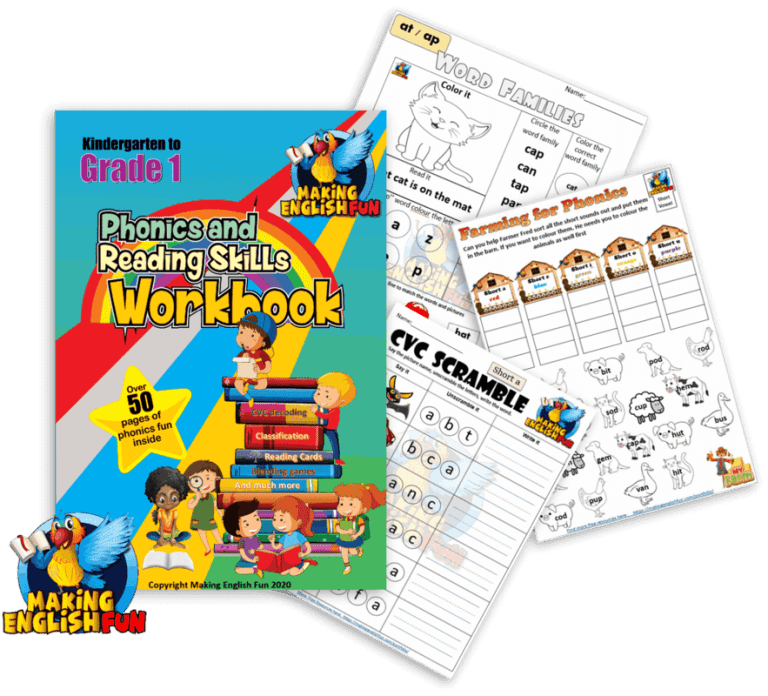 50+ Phonics and Reading Skills Workbook – Sounds and CVC words