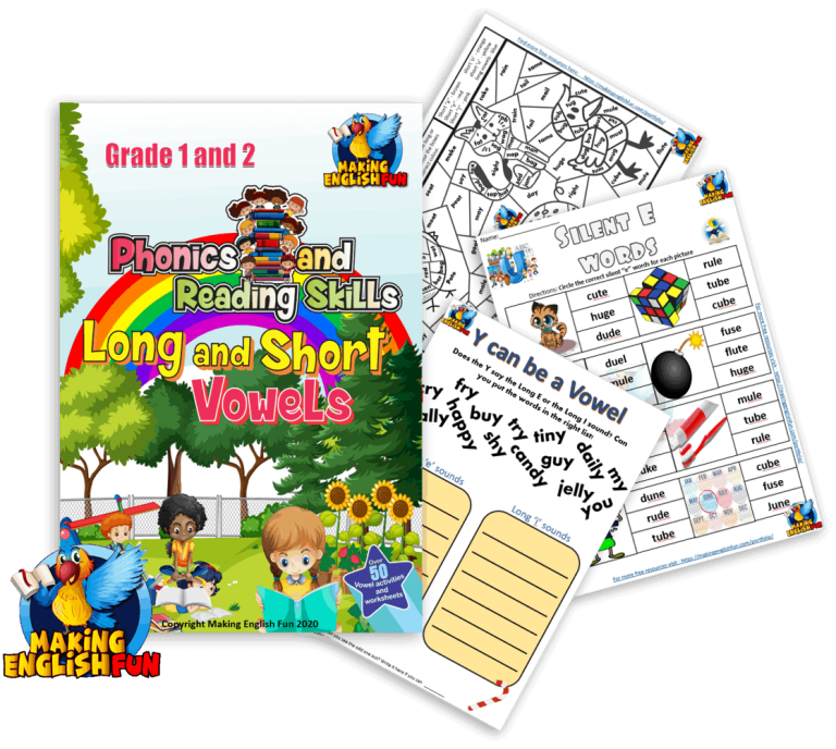 50+ Phonics and Reading Skills Workbook – Long and Short Vowels