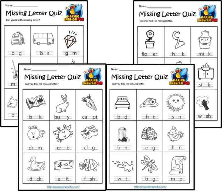 Spelling Worksheets – Missing Letters