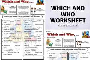 Wwhich and Who Worksheet