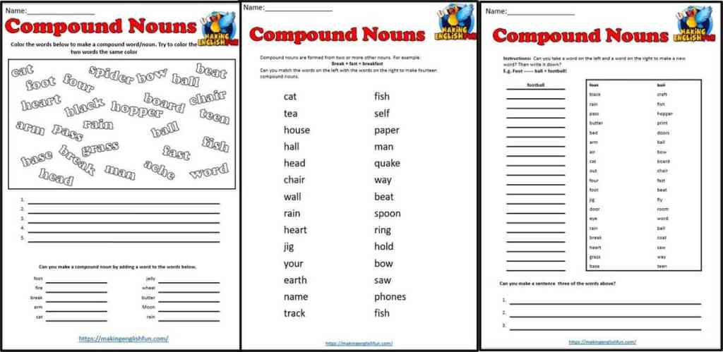 Compound Noun Worksheets