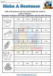 Make a sentence Worksheets set 3