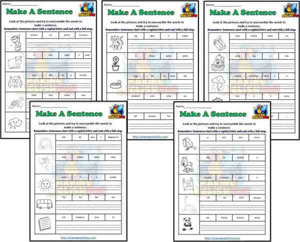 Make a sentence Worksheets set 2