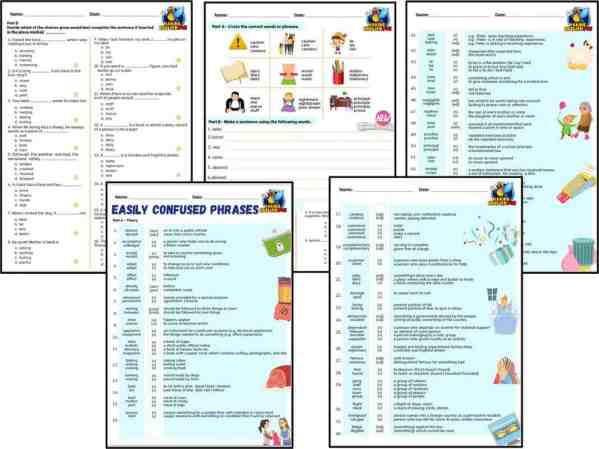 Easily Confused phrases worksheet 1