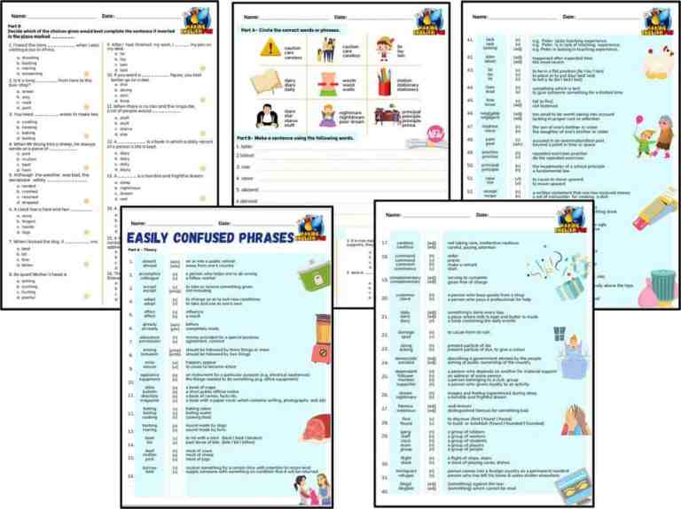 Easily Confused Phrases in English – Grade 6