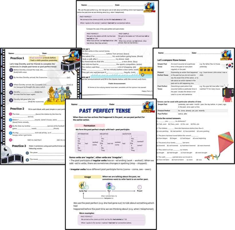 Past Perfect tense Worksheets