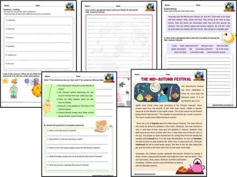 Grade 5 Reading Comprehension Worksheets – Mid Autumn Festival
