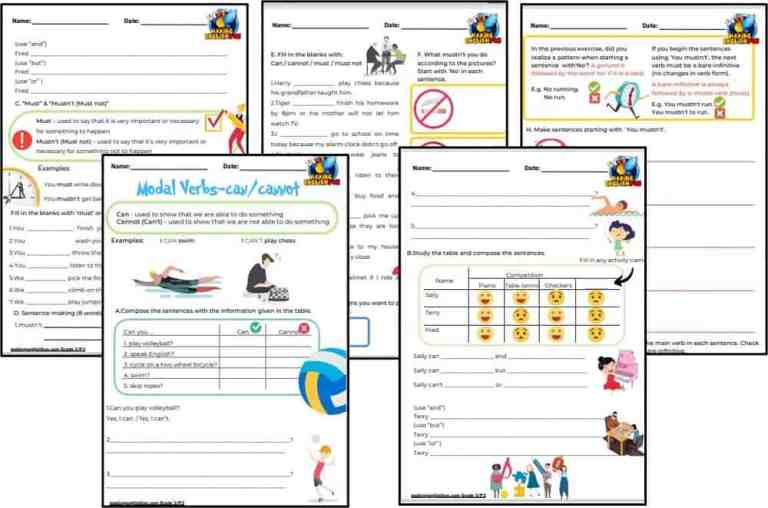 FREE Grade 3 Modal Verb Worksheets.