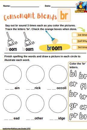 Consonant blend worksheets, Consonant cluster worksheets