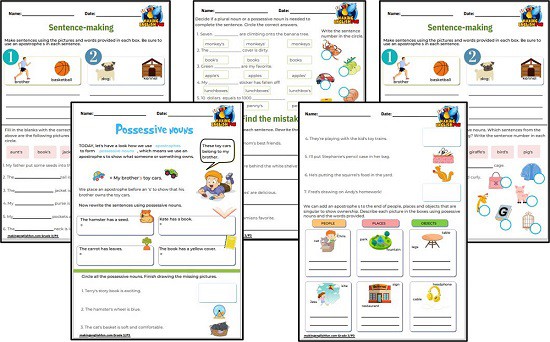 possessive nouns and Apostrophe worksheets