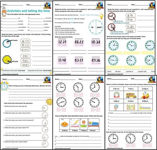 telling the time worksheets free
