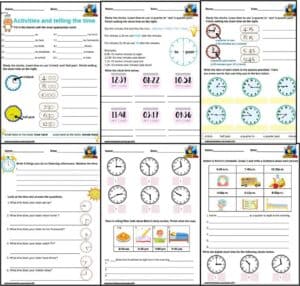 Telling the time worksheets for elementary students