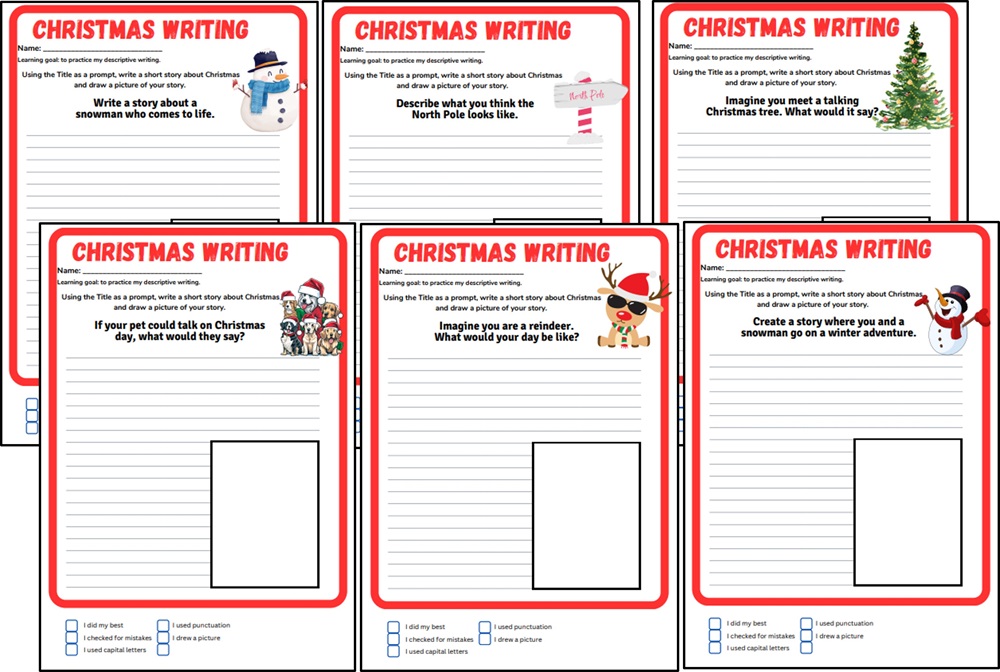 Christmas Writing Prompts Worksheets