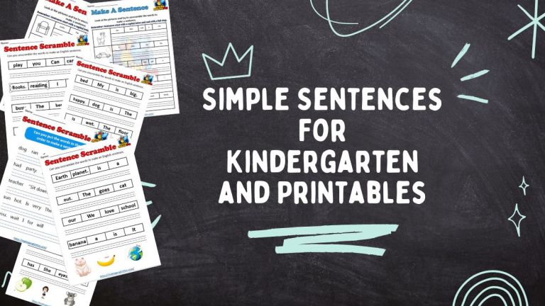 Simple Sentences For Kindergarten and Printables