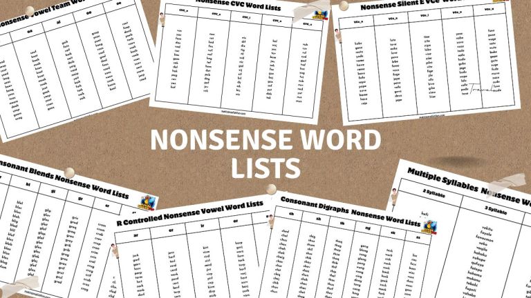 525+ Nonsense Words Lists