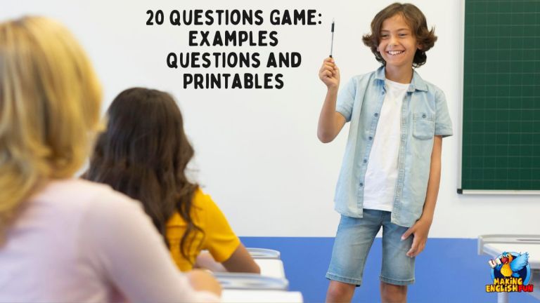 20 Questions Game: Examples Questions and Printables