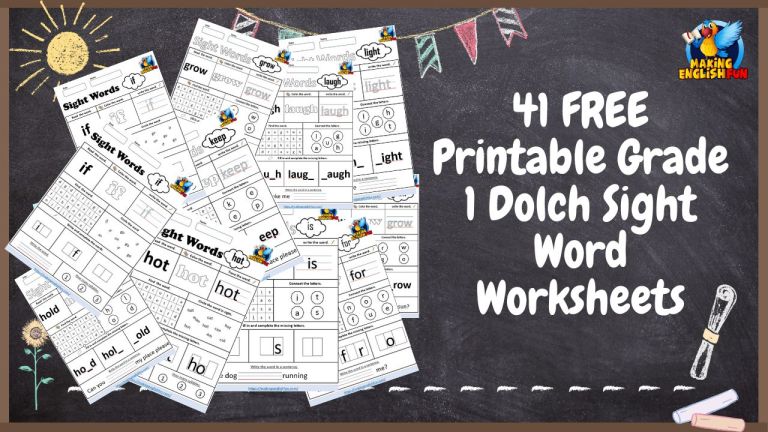 41 FREE Printable Grade 1 Dolch Sight Word Worksheets