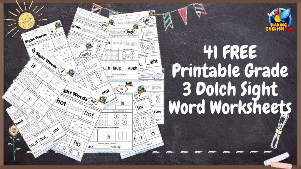 41 FREE Printable Grade 3 Dolch Sight Word Worksheets