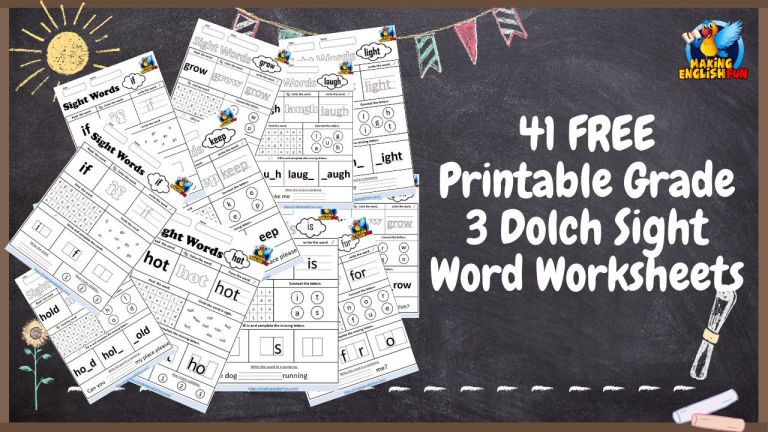 41 FREE Printable Grade 3 Dolch Sight Word Worksheets:
