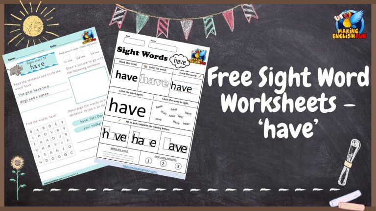 FREE Dolch Sight Words Worksheets – ‘have’