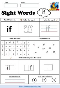 Free Printable Grade 3 Dolch Sight Word Worksheet If Making English Fun