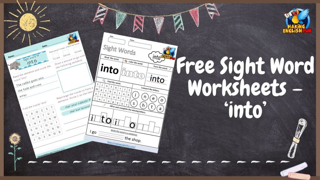 Free Sight Word Worksheets 'into'