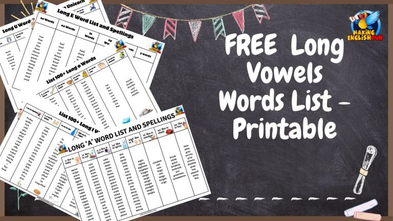 FREE Printable Long Vowel Word Lists