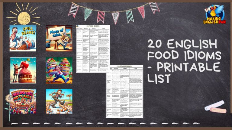 20 + English Food Idioms to Improve Your English | With Printables