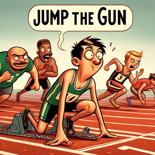 jump the gun English Sports idioms